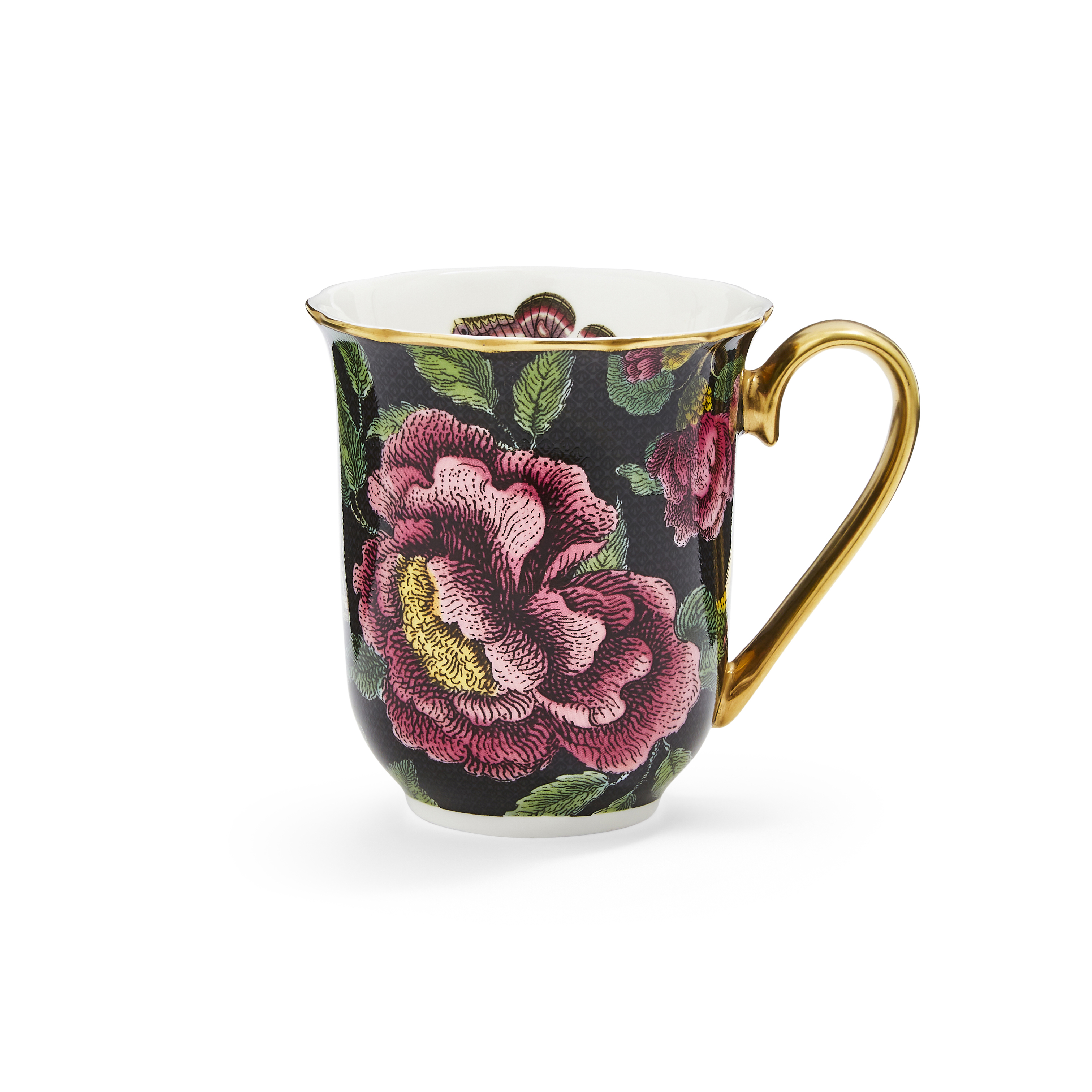 Creatures of Curiosity  Black Floral 12 Ounce Mug image number null